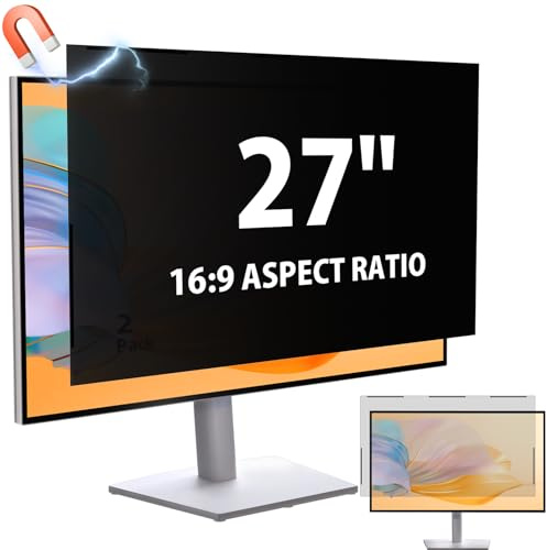 Mamol Magnetischer Sichtschutz für 27 Zoll Monitor 16:9, abnehmbare Sichtschutzfolie, Anti Blaulicht Blendschutz Blickschutzfolie Displayschutz für Desktop Displays