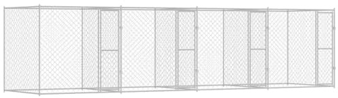 vidaXL Dog Cage Silver 800 x 200 x 200 cm Galvanised Steel, Durable, Weather-Resistant Dog Kennel, Rustic Outdoor Pet Housing, Large Breed Crate for Garden and Terrace Use
