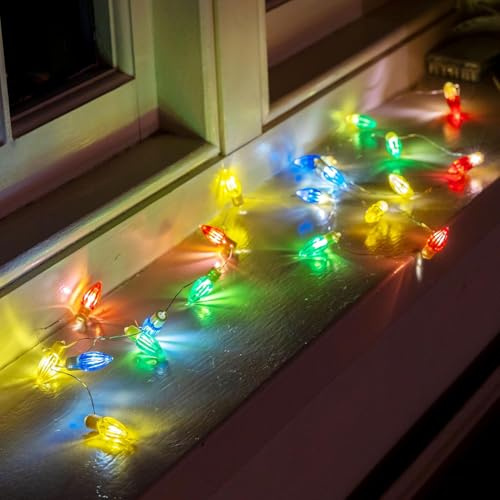 Talking Tables Christmas Bulb LED String Lights Indoor Bedroom Xmas Table Decorations Fairy Lights Warm Glow for NYE Party Home Décor, Battery Not Included, 2m Blue Red Green Yellow