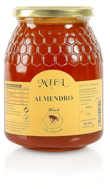 Miel D'Amandier 500 g, pur miel des abeilles. 100% naturel. Produit artisanal issu de notre propre récolte. Saveur douce. Délicieux, d'une couleur ambrée très claire, blanc.