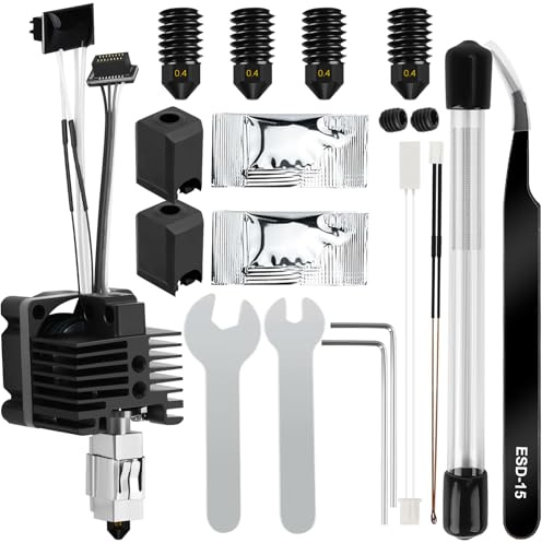 YOTINO X1C Hotend Set Completo Di 38 Pezzi per Stampanti 3D X1/X1C, Hot End con Ventola, 0,4 Mm Ugelli in Acciaio Temprato, Manicotto in Silicone, Termistore, Aghi Di Pulizia E Chiave