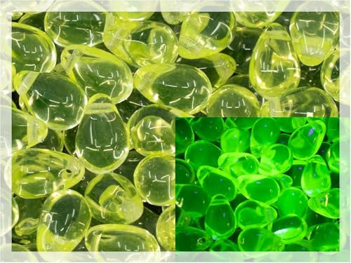 Tchèque 50 Pièces Perles De Verre, 6x9mm, Verre D’Uranium Jaune Transparent en Forme De Larme, Yellow Uranium, Small