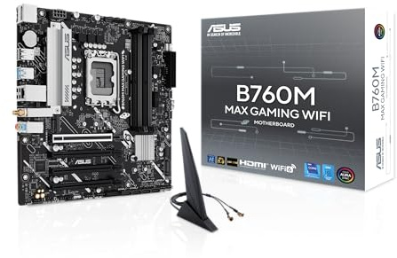 ASUS B760M MAX Gaming WiFi Intel® B760 (LGA 1700) mATX Motherboard, Advanced AI PC-Ready, PCIe 5.0 x16, DDR5, 3X M.2, Wi-Fi 6, DisplayPort, HDMI, SATA, USB 10Gbps Type-A, USB 5Gbps Type-C®, Aura Sync