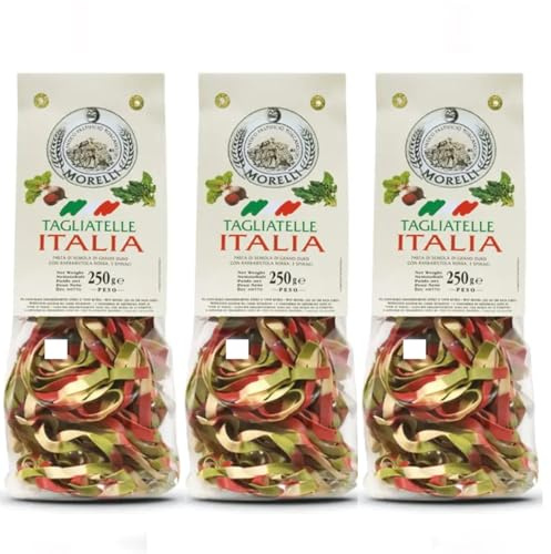 Morelli Tagliatelle mit Rote Beete und Spinat 3 farbig Pasta Nudeln Italien inkl. FeinWert E-Book (3 x 250g)