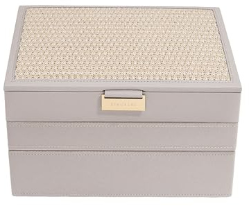 Stackers Klassisches Schmuckkästchen aus Bast in Taupe, 3er-Set