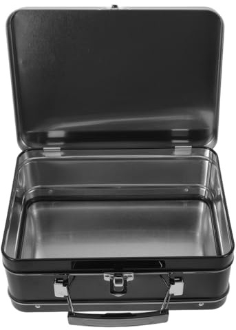 Hemobllo Tinplate Lunch Box with Handle Hinged Lid and Buckle Latch Leakproof Metal Lunch Tin for Snacks Travel Work School Vintage Storage Box for Candy Jewellery Crafts