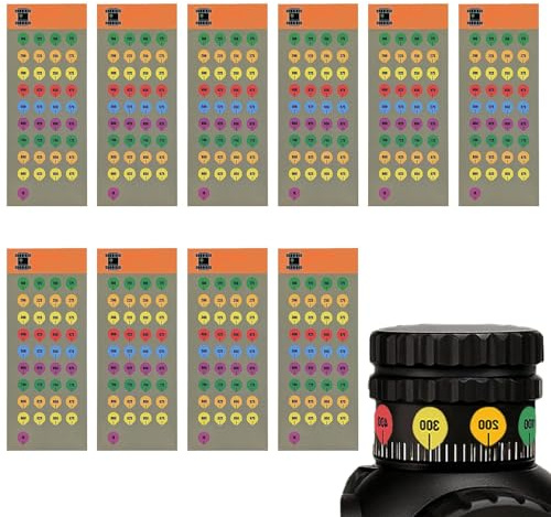 Zielfernrohr Aufkleber - Turm Etiketten | Strong Adhesion Scope Turret Stickers Sheets | 10 Blatt für Weitschuss Outdoor Sport Sicherheitsspiel, Wetterfest, Hohe Klebkraft, Weiß auf Schwarz, 1 Set.