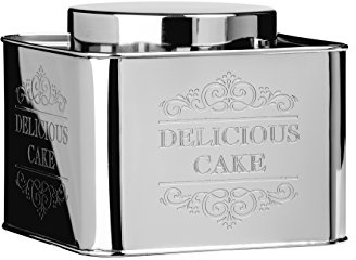 Premier Housewares 507636 Stainless Steel Chai Delicious Cake Storage Tin, Silver, H15 x W19 x D19cm