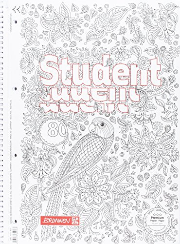 BRUNNEN Collegeblock Premium Student „Papagei“ ZENart | A4, Lineatur 27, 80 Blatt, weiß