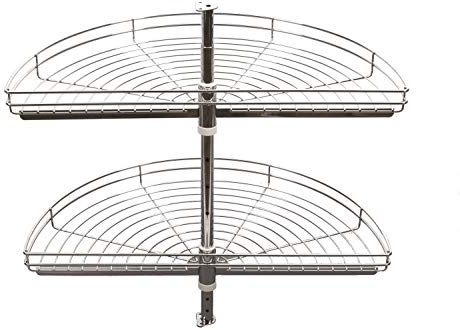 REJS Half Kitchen Cabinet 180 Degree Corner Carousel Storage System (Chrome, Ø820)