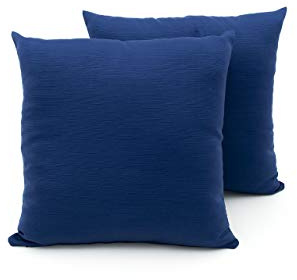 BIANCHERIAWEB Coppia Cuscini Arredo Imbottiti Tessuto Ottoman in Tinta Unita Colore Blu 61 40x40 Blu 61