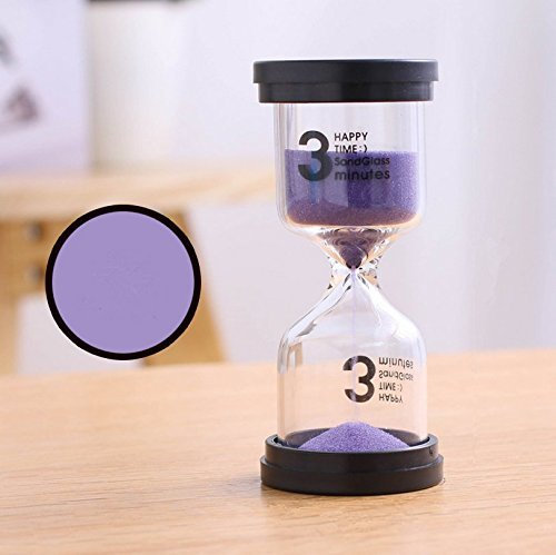 Veoley Sablier coloré pour enfants et adolescents 3 minutes violet