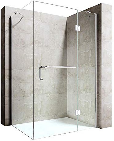 Durovin Bathrooms 1300 x 700mm Shower Enclosure - Hinged Door with Towel Rail - 8mm Safety Clear Glass - L Shape Rectangula Shower Cubicle