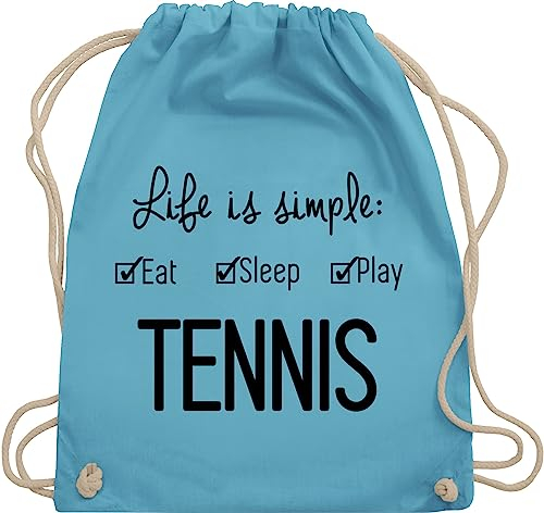 Turnbeutel Rucksack - Tennisspieler Geschenk - Life is simple Tennis - Unisize - Hellblau - für tennisfans tennisrucksäcke sport stoffrucksack tennistasche 25. geburtstag stoffbeutel tennistaschen