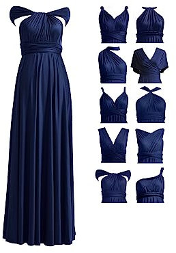 72styles Infinity Kleid mit Bandeau, wandelbares Brautjungfernkleid, lang, Übergröße, Mehrwege-Kleid, Twist-Wickelkleid, Marineblau, Einheitsgröße