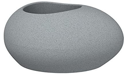 Scheurich Flow 73, Pflanzgefäß/Blumentopf/Pflanzkübel, kieselförmig, Farbe: Stony Grey, hergestellt mit recyceltem Kunststoff, 10 Jahre Garantie, für den Außenbereich