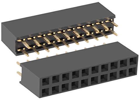 sourcing map 50Pcs 2.54mm Pitch 2x10-Pin Double Row Straight Connector Female Pin Header Strip PCB Board Socket