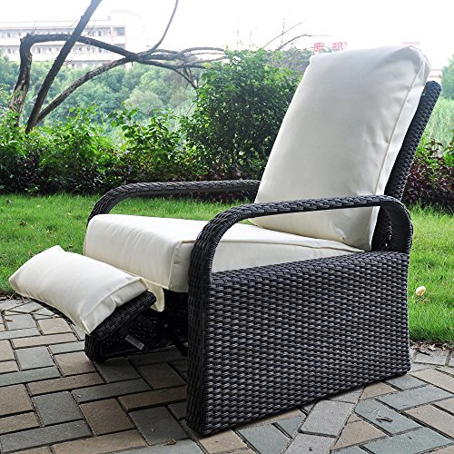 ART TO REAL Gartensessel aus Kunstharz, mit Kissen, Terrassenmöbel, automatisches verstellbares Rattan-Sofa, UV-/Verblassen/Wasser/Schweiß/Rostbeständig, einfach zu montieren