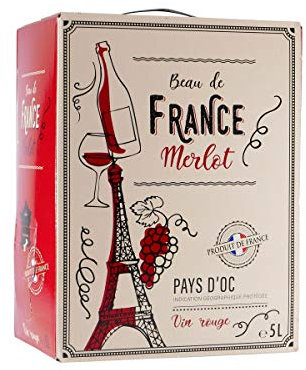 Beau de France - Merlot, samtiger und fruchtiger Rotwein Bag-in-Box 5L (1 x 5L)