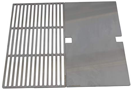 Grillrost + Grillplatte Kombination Edelstahl V2A 1.4301 Ersatzrost passt für Grills Weber Genesis II 2 E-310 GBS/E-340 GBS/S-340 GBS/E 315 / E 325 / E 335 / alle ab Modell 2017 Serie 300