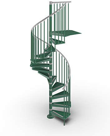 Mister Step Escalera de caracol de metal Gamia para interiores de acero pintado (verde RAL 6000, diámetro 120 cm. - 12 escalones)