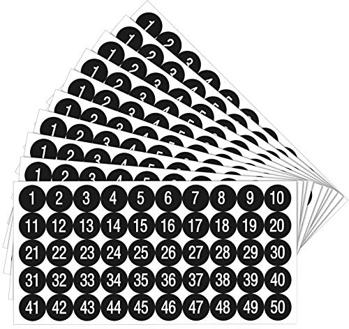 10 Blätter 1 bis 50 Nummern Aufkleber Sticker Vinyl Selbstklebende Zahlensticker für Wasserdichte Etiketten Zahlenaufkleber Klebenummern für Inventar Klassifizierung