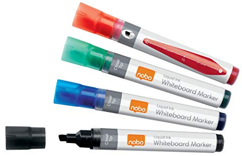 Nobo Liquid Ink Whiteboardmarker-Set, 10 Stück, Breite 4 mm Spitze, Mehrfarbig, 1915386