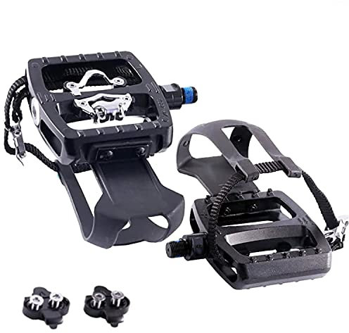 HEPINGJIANGENBO Spin Bike Pedale Indoor Radfahren Pedale Dual Plattform Fahrrad Pedale Kompatibel mit Shimano SPD (Schwarz, M181.5BC9/1624T Kopf)