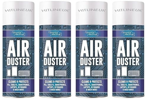 400ml Compressed Air Duster Spray Can All Purpose Cleaner Protects Laptops Keyboards (4 Cans)