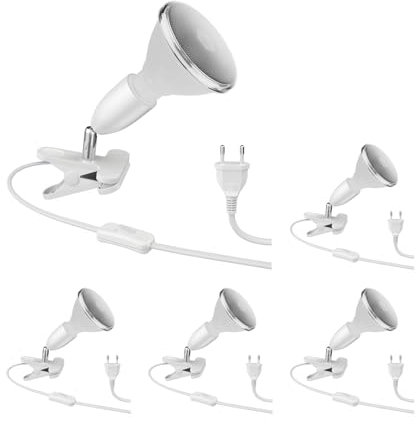 ledscom.de 5 Stück E27 Klemmleuchte LIK, weiß inkl. E27 PAR38 LED Reflektor-Lampe 1152lm warm-weiß