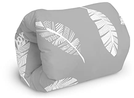 Amilian Baby klein Stillkissen mit Füllung; Kissen; Stillmuff, Muff: ca. 22 x 20 cm, für Unterwegs; Arm Tunnel; Armkissen, beim Stillen; Breastfeeding Pillow, Fläschchen, Feder Grau