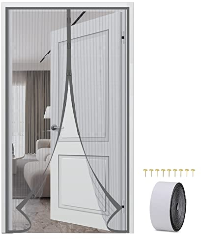 Zanzariera Magnetica per Porte Chiusura Automatica Tenda con Nastro Adesivo e Chiodi Zanzariera a Strisce Anti Zanzare Insetti per Porte Finestre Balcone Soggiorno (100x210 cm)