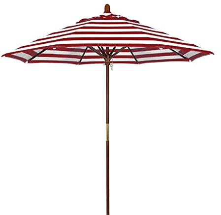 GALLIN Ø2.1M Parasol Bois Balcon Parasol Ombrelle Jardin Parasol De Plage Portable Jardin Patio Ombrelle Rayé Protection Solaire (Color : Red, Size : Ø210cm)