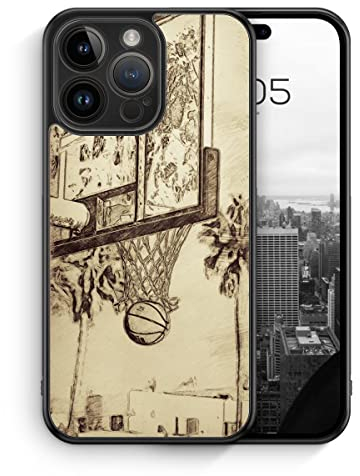 MUNIQASE Vintage Basketball - Silikon Hülle für iPhone 14 Pro Max - Vintage Sport Basketball Jungs Herren Männer Schutzhülle Handyhülle Case Cover