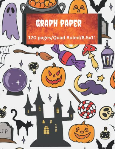 Graph Paper Composition Notebook: Grid Paper, Quad Ruled, 120 Sheets, 8.5x11: Halloween Themed Graph Paper Composition Notebook