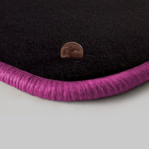 AUTOTEPPICH-Stylers (wählbar) Velours 300 Schwarze Fußmatten passend für OPEL Corsa D 2006-2014 Rand in pink