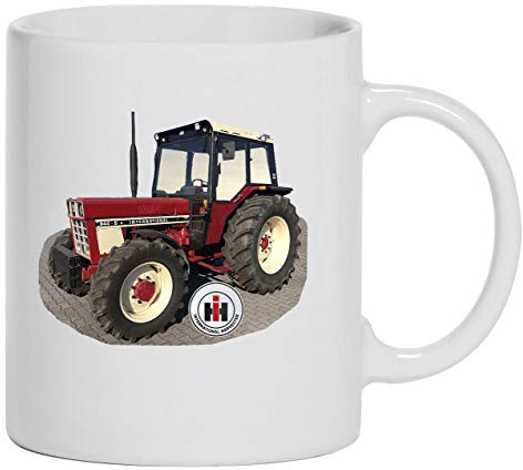 IHC Harvester 844-S Traktor Abbildung Tasse Kaffeebecher Keramik, 330 ml Inhalt | Weiß
