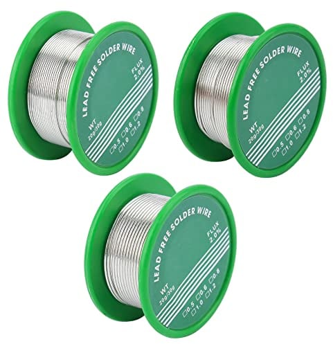 Towviy 3 Pezzi Filo di Saltura senza Piombo, Filo Animato Sn99.3 Cu0.7 FIux 2.0% Stagno per Saldatura 0,6mm/0,8 mm/1,0mm, 30g/Rotolo