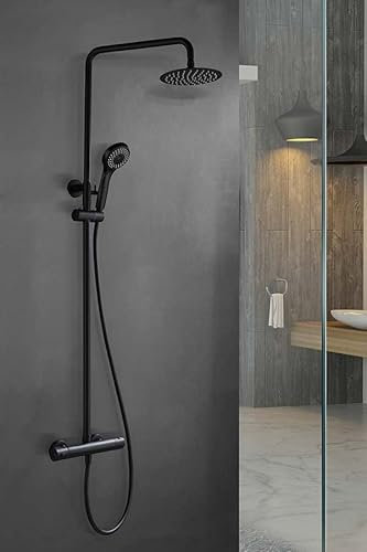 IMEX - Columna de bañera y ducha termostática Kent negro mate