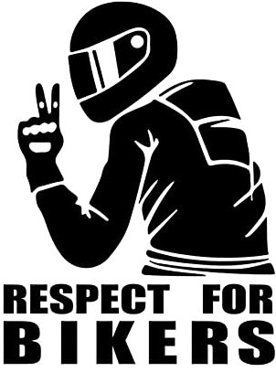 Respect for Bikers - Confezione da 3 adesivi riflettenti impermeabili in vinile per auto, camion, moto, skateboard, computer portatili, grandi, colore: nero
