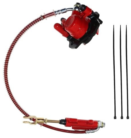 PRO BAT Rear Foot Brake Master Cylinder Caliper Assembly for 50cc 90cc 110cc 125cc TaoTao Chinese ATV Quad 4 Wheeler, Red