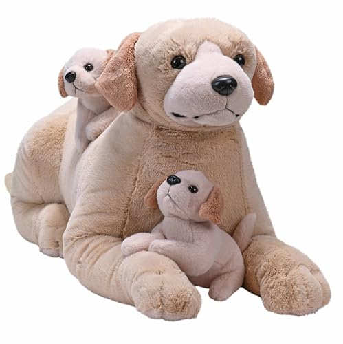 Wild Republic Cuddlekins Jumbo Mutter und Welpen Gelber Labrador, Stofftier, 76 cm, Plüschtier, Füllung aus gesponnenen recycelten Wasserflaschen