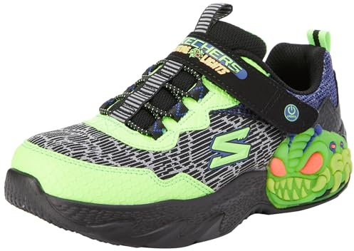 Skechers Creature-Lights Jungen Sneaker, Black Lime Synthetic Textile Trim, 9.5 UK Child
