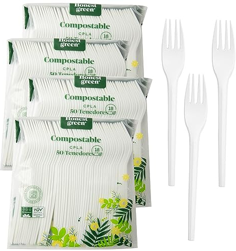 Tenedor Reutilizable de Blanco,Cubiertos de Plástico de Alta Resistencia,para Actividades de Cumpleaños, Fiestas, Buffets,Bodas,Catering, Barbacoas 200pcs