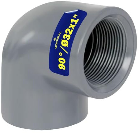 Tubo Gomito PVC U con Angolo di 90° Ø 32 mm x 1” Ha un Collegamento a Colla e Filettature Interne - Garanzia di 10 Anni - MONTERAL