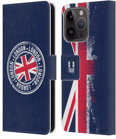 Head Case Designs Stempel Das Beste Von London Leder Brieftaschen Handyhülle Hülle Huelle kompatibel mit Apple iPhone 15 Pro