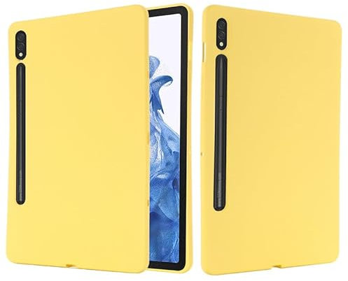 Funda para tablet Samsung Galaxy Tab S8/Tab S7 de 11 pulgadas (SM-X700/X706/T870/T875) de silicona líquida, goma de gel suave flexible, funda protectora a prueba de golpes, color amarillo