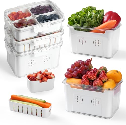 Moreau Boîte Rangement Frigo 3 Pièces avec Passoire Amovible,Boîte De Conservation Légumes sans BPA,organisateur Fruits frigo,également pour fromage salade et jambon,Idéal pour cuisine et pique-niques