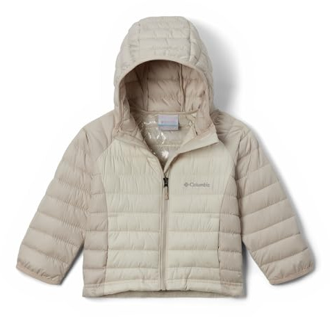 Columbia Youth Girls Powder Lite 2 Hooded Jacket, Chalk/Dark Stone, 164