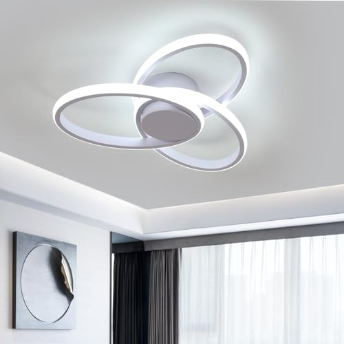 Goeco Moderne LED Deckenleuchte, 36W LED Deckenlampe in Blumenform, 6500K Kaltweißes Licht, Weiße Acryl Deckenbeleuchtung für Schlafzimmer, Wohnzimmer, Esszimmer, Küche, 40cm